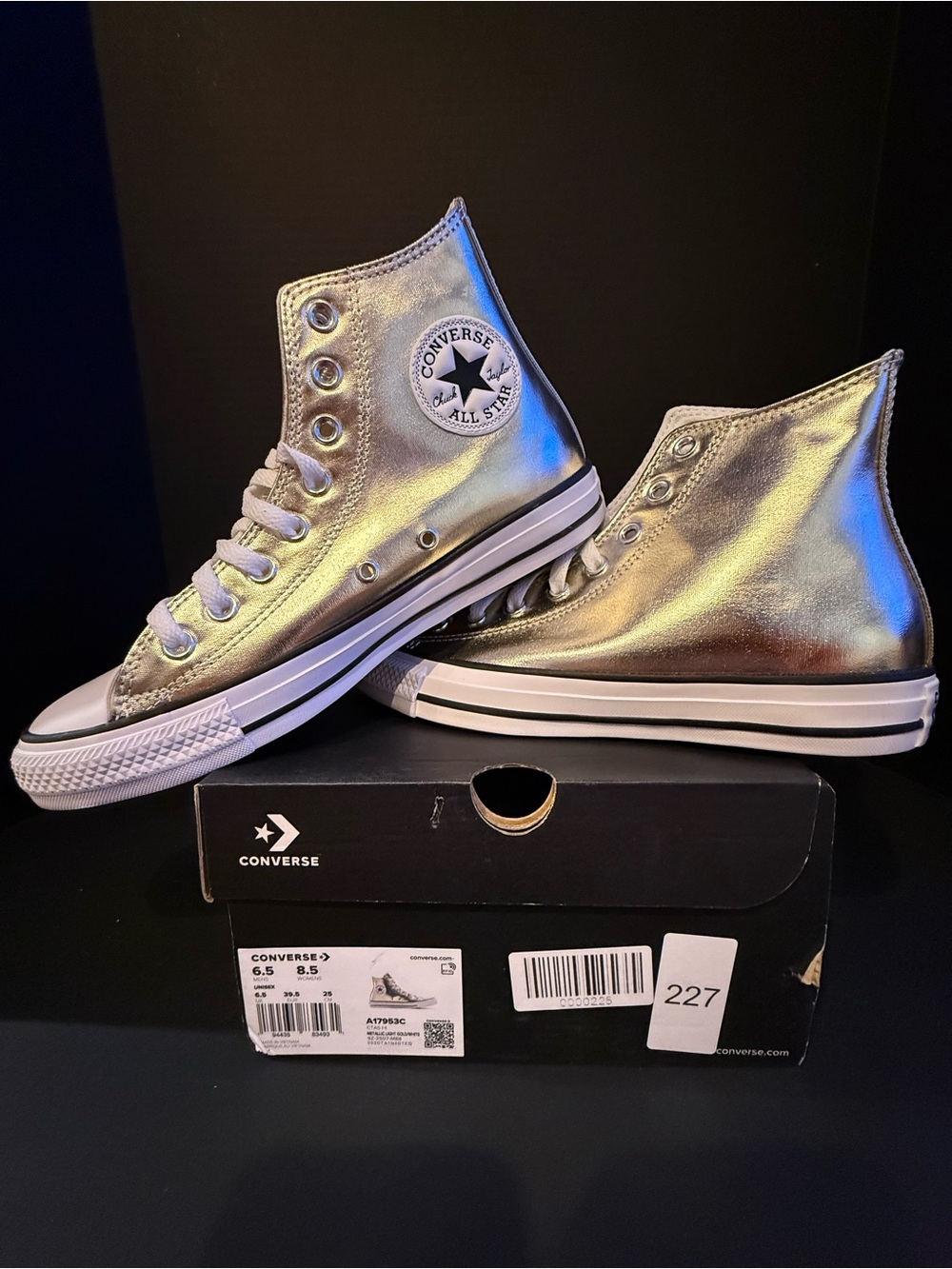 Converse Chuck Taylor High Top Metallic Silver Sneakers